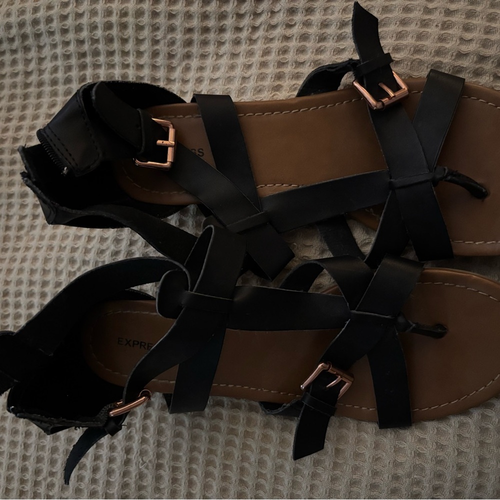 Black Strappy Sandals express size 10